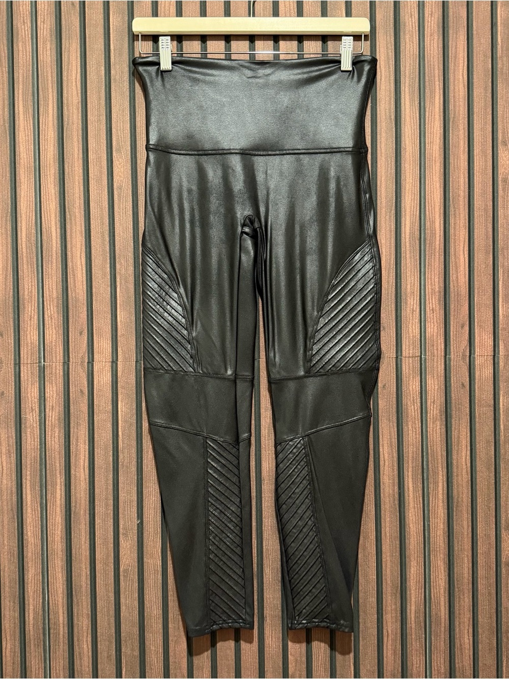 SPANX Faux Leather Moto Leggings Black XL Petite High Rise